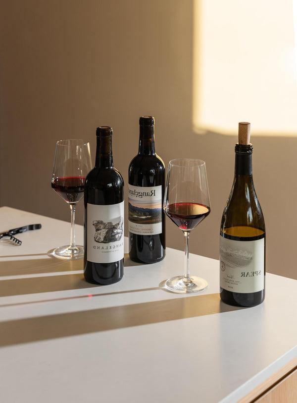 Rangeland and Spear red wines in glasses